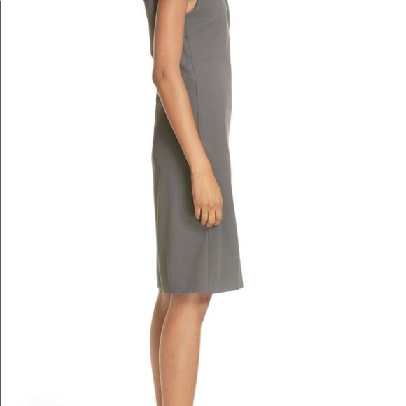 Helmet Lang Gray Twist Neck Ribbed Dress Large NWT - Picture 10 of 13